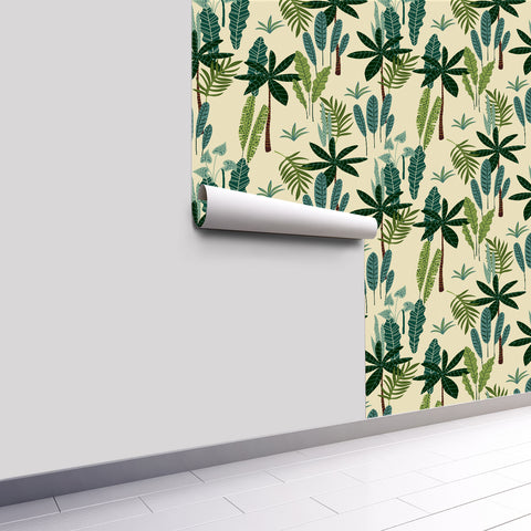 Tropical Foliage Forest Wallpaper - Harmonious Blend of Deep Green Leaves and Natural Textures