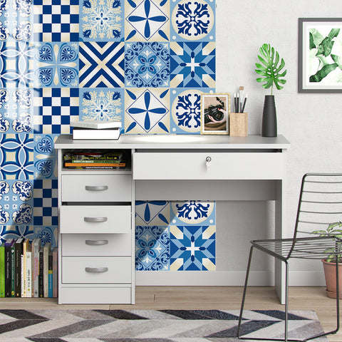 Fresh blue and white: the simple beauty of tile stickers