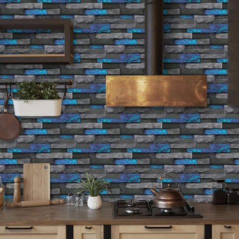 Blue and Black Stone Texture Nature Wallpaper Rustic Tiles Stickers