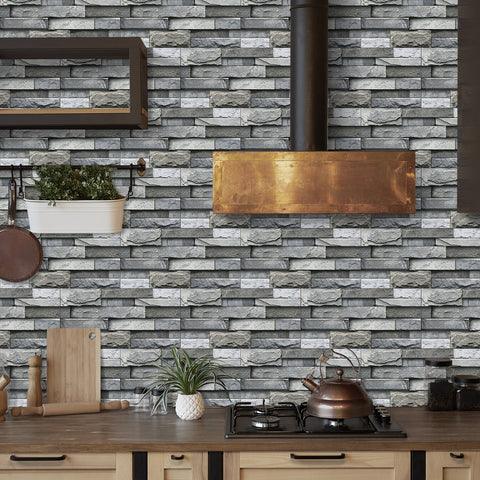 stone wallpaper kitchen