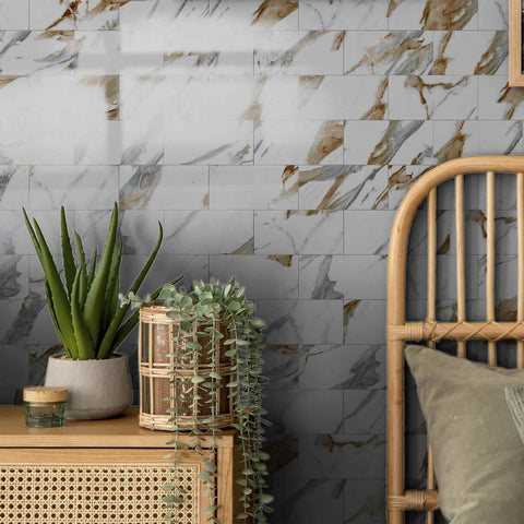 Grey and brown ink Marble Peel and Stick FLoor Tile Stickers Bathroom Self Adhesive