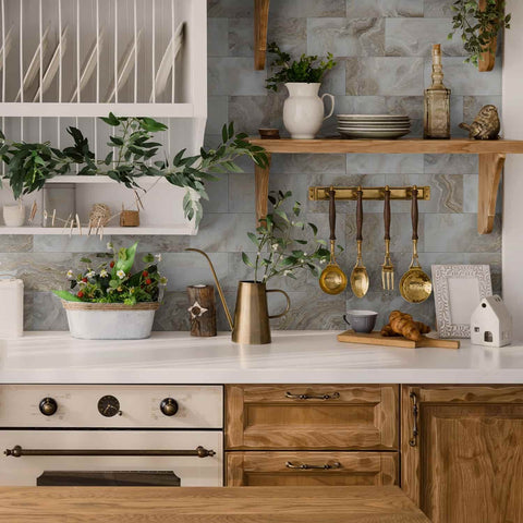 White Gold Marble Peel and Stick Kitchen Retro Design Easy Apply
