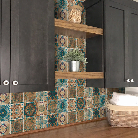 Retro blue-brown tile stickers: interpreting the artistic beauty of the years