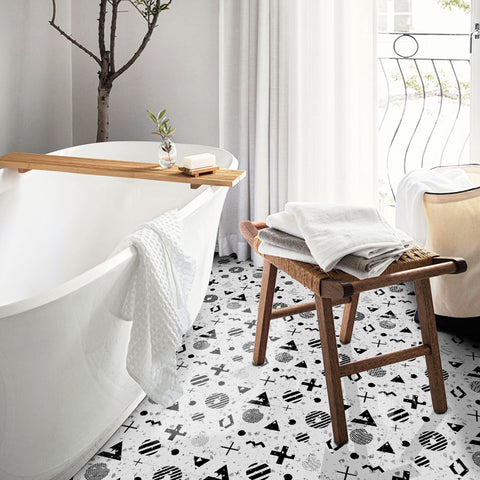 Chic Black and White Abstract Shape Tile Decal