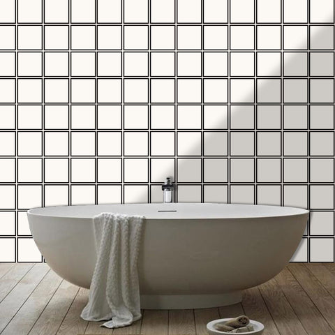 Simple Black - and - White Square Tile Stickers