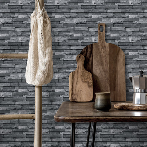 Dark Grey Stone Texture Wallpaper Rustic Tiles Stickers