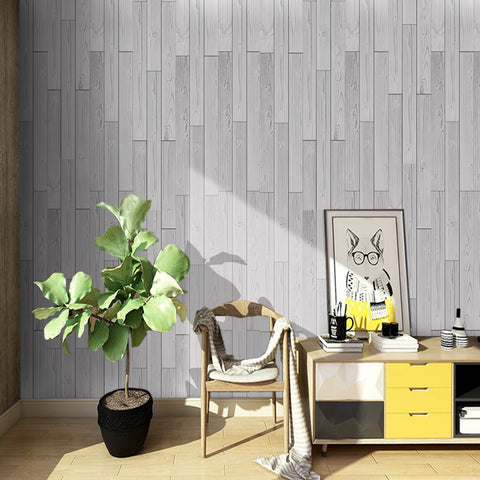 White Wallpaper with Wood Texture for Livingroom