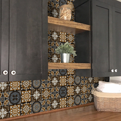 Retro brown-tone tile stickers: interpreting the beauty of classic art