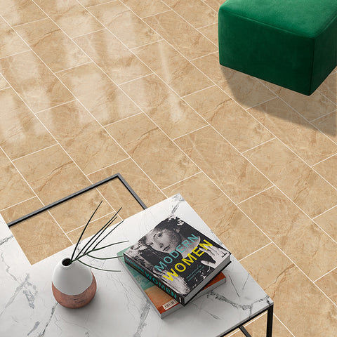 Peel and Stick Brown Marble Effect Tile Floor Sticker Decals