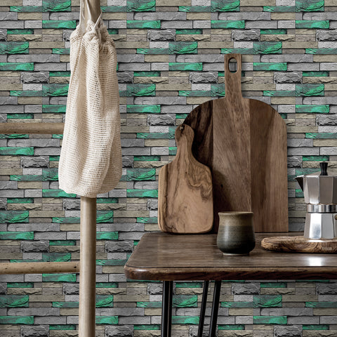 Greenish Blue Stone Texture Wallpaper Rustic Tiles Stickers