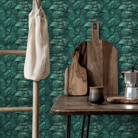 Green Irregular Simulates 3D Stone Texture Wallpaper Nature Tiles Stickers