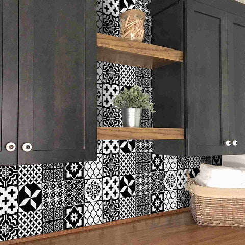 Black and White Geometric Tiles Creative tile stickers