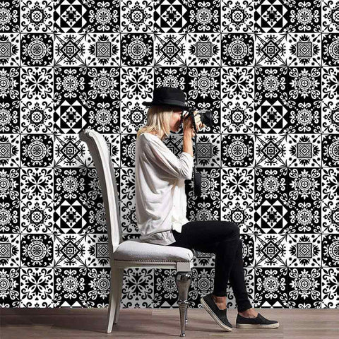 Black and white graphic tile sticker: simple but not simple decorative art