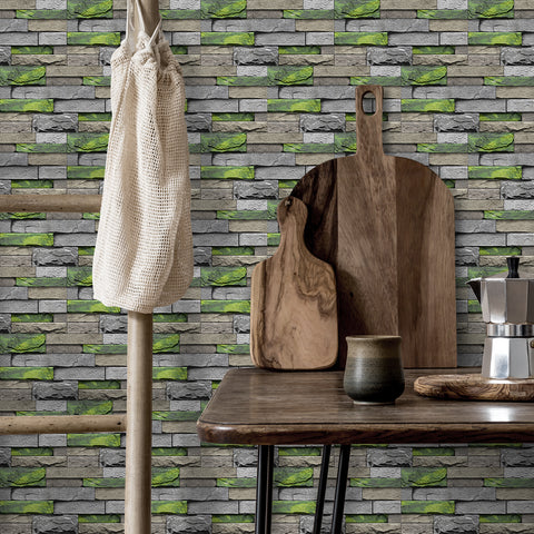 Light Green Stone Texture Wallpaper Rustic Tiles Stickers