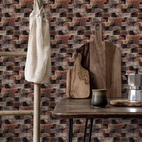 brown and black stone wall wallpaper kitchen