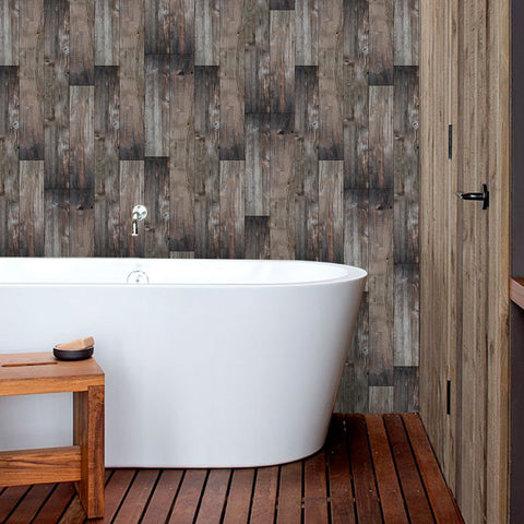 Waterproof Vintage Gray and Brown Wood Wallpapers