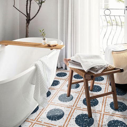 Terrazzo Style Blue Circle Tile Decal