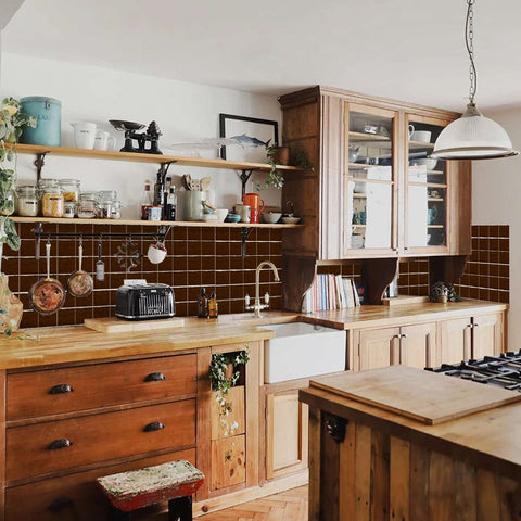 Kanagawa Brown Provence Wall Stickers Peel and Stick, Waterproof, Perfect for Kitchen, Bathroom, Stairs, and Backsplash