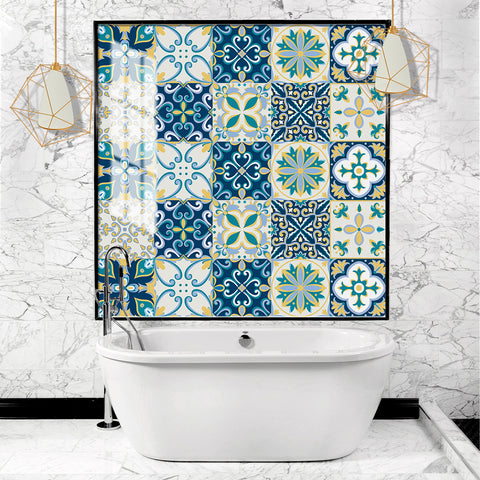 Fresh blue and yellow: the artistic vitality of tile stickers