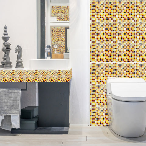 Gold and Black Stone Wallpaper Stone Texture Mosaic Fresh Wall Tiles 25pcs Peel and Stick