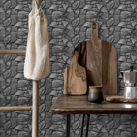 Grey Irregular Simulates 3D Stone Texture Wallpaper Nature Tiles Stickers