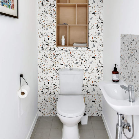Earthy Terrazzo Mix Peel and Stick Tile Stickers for Kitchen Backsplash and Bathroom