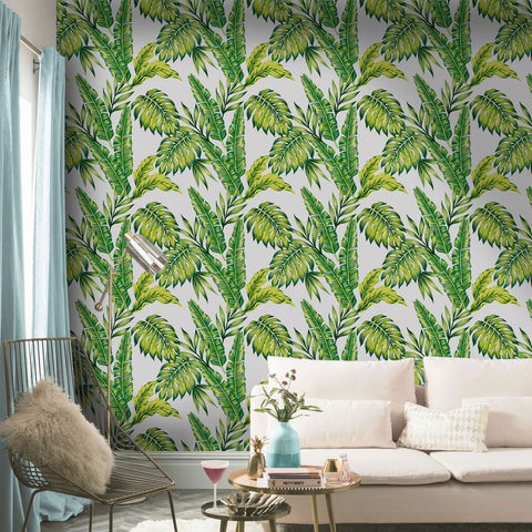 Scandinavian Tropical Greenery Forest Wallpaper - A marvelous blend of Scandinavian and tropical