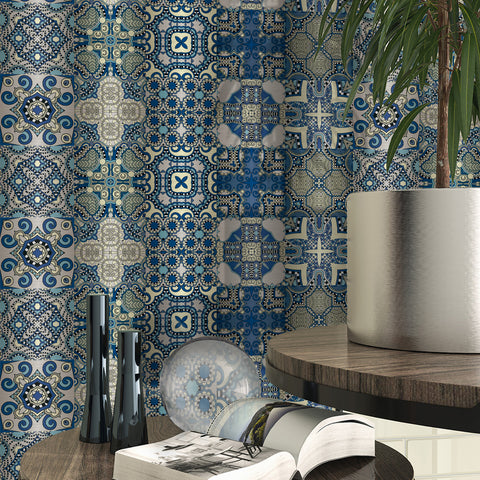 Elegant blue: blue and white classical tile stickers