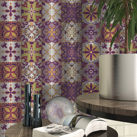 Romantic vortex: a dreamy tile sticker with pink, purple and yellow as the base tone