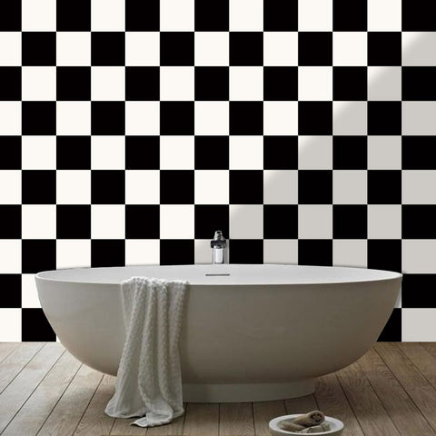 Classic Black - and - White Checkered Tile Stickers