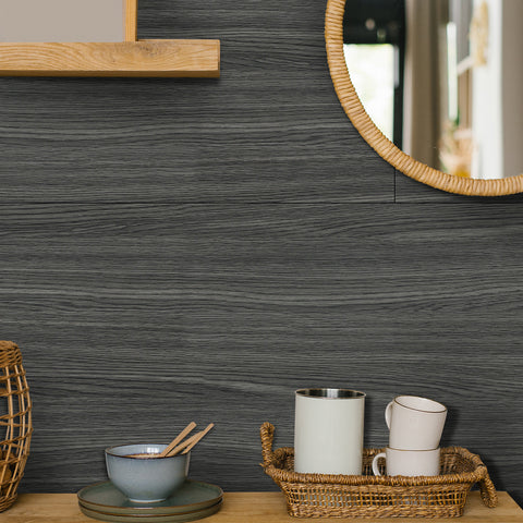 Graphite Wood Finish Wallpaper