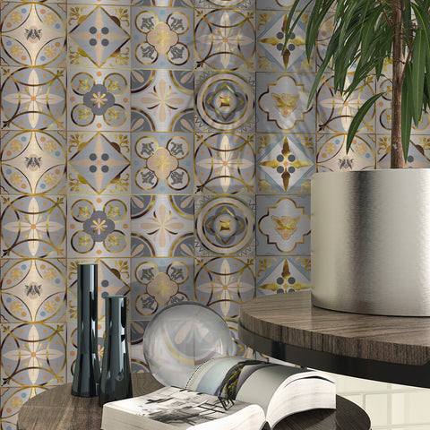 Elegant Golden Charm: Gold Luxury Tile Sticker