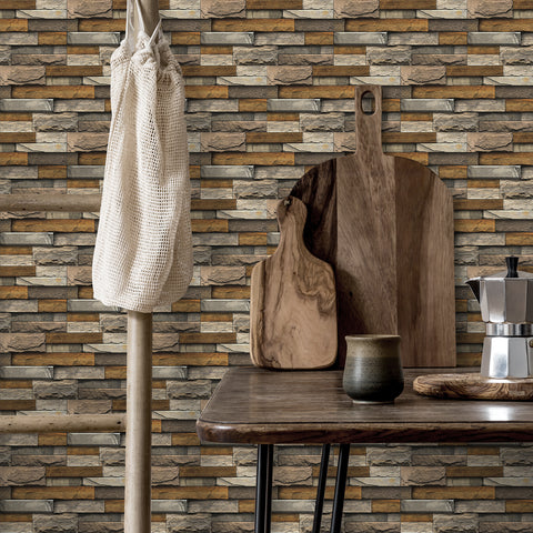 Light Brown Stone Texture Wallpaper Rustic Tiles Stickers