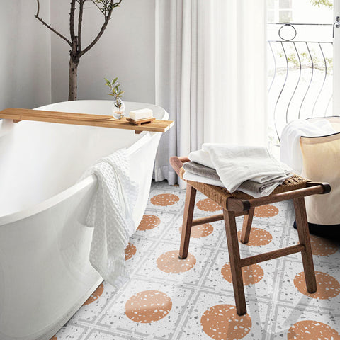 Contemporary Orange Circle with Speckles Tile Sticker