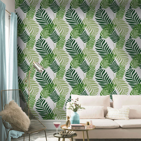 Tropical Green Forest Wallpaper - Interwoven Layers of Greenery in a Natural Design