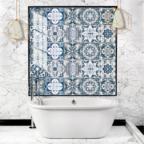 Fresh blue and white: the elegant beauty of tile stickers