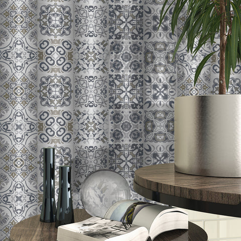 Silver-gray interweaving: fashionable tile stickers with abstract flowers