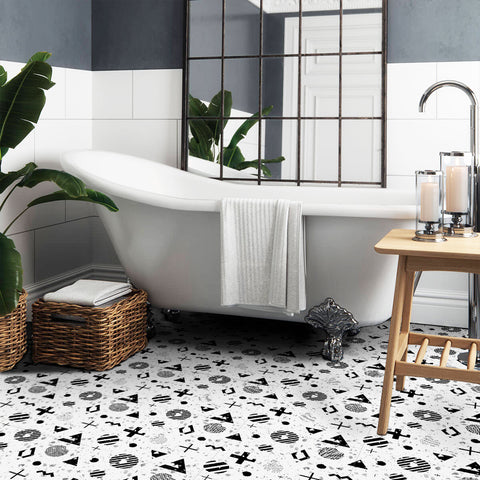 Chic Black and White Abstract Shape Tile Decal