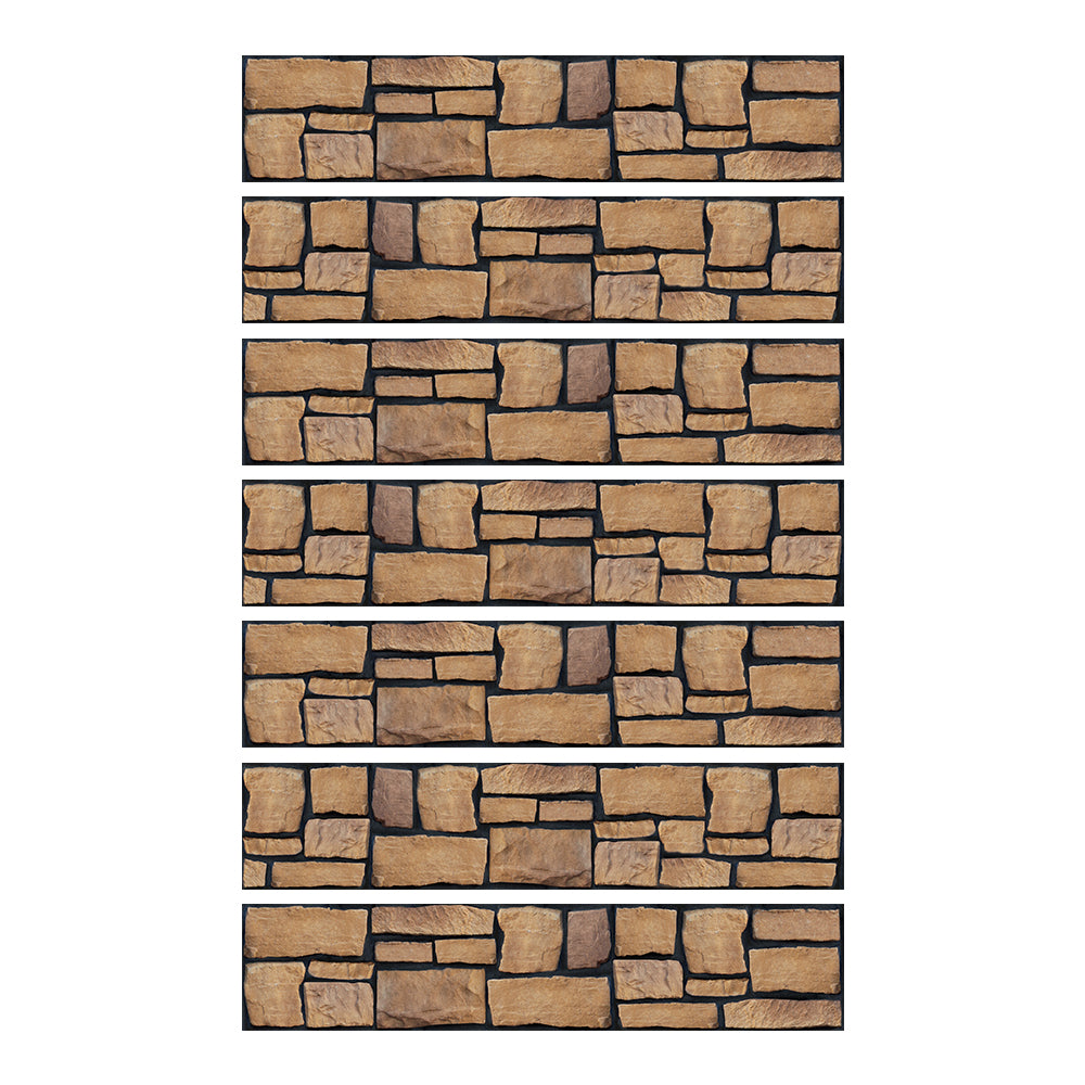 Brown Stone Wallpaper 3D Stone Textured Tiles 7pcs Peel and Stick Rustic Country