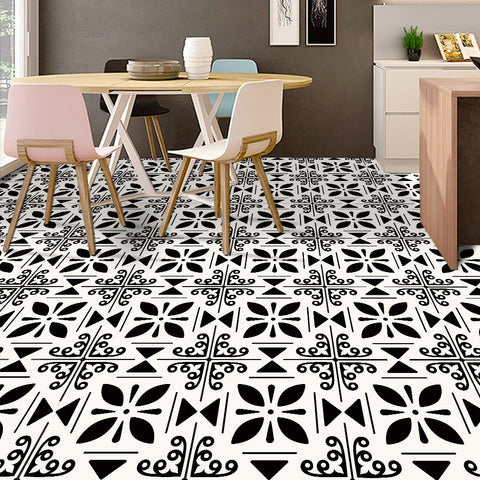 Ornate Monochrome Tile Accents - Captivating Moroccan-Inspired Florals