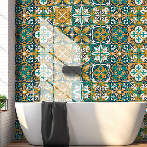 Fresh yellow-green tone: the retro vitality of tile stickers