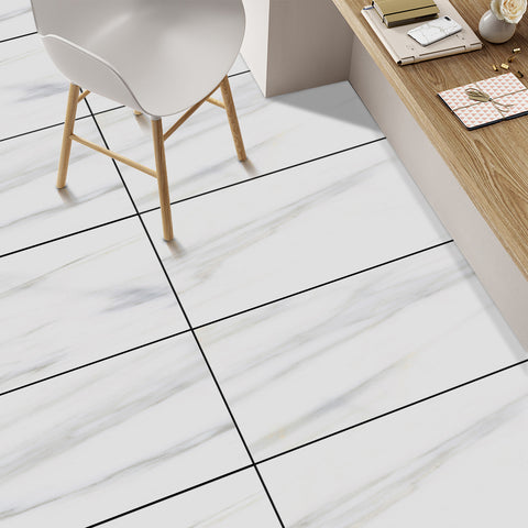 Peel and Stick White Grey Marble Effect Tile Floor Sticker Decals