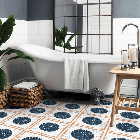 Terrazzo Style Blue Circle Tile Decal