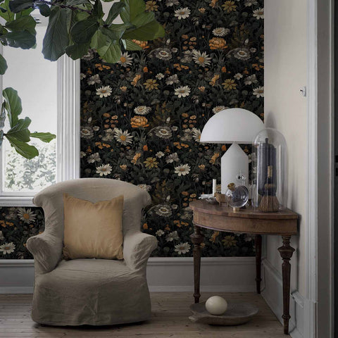 peel and stick wallpaper dark floral