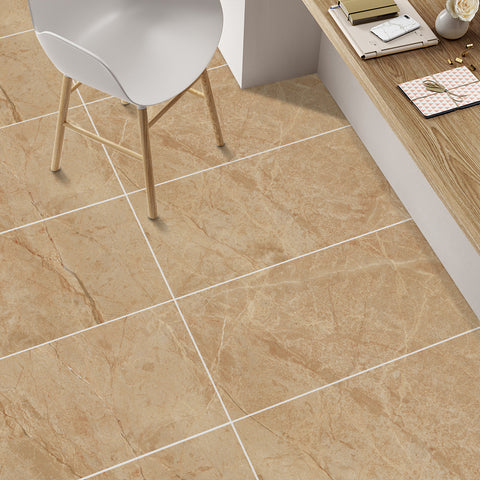 Peel and Stick Brown Marble Effect Tile Floor Sticker Decals