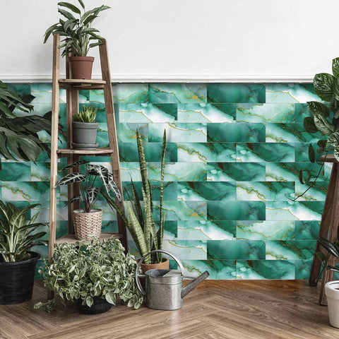 Turquoise Ocean Marble Self-Adhesive Wall Tiles for Kitchen and Home Decor