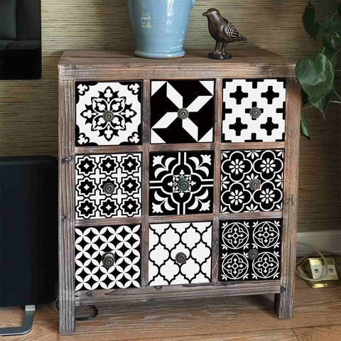 Black and White Geometric Tiles Creative tile stickers