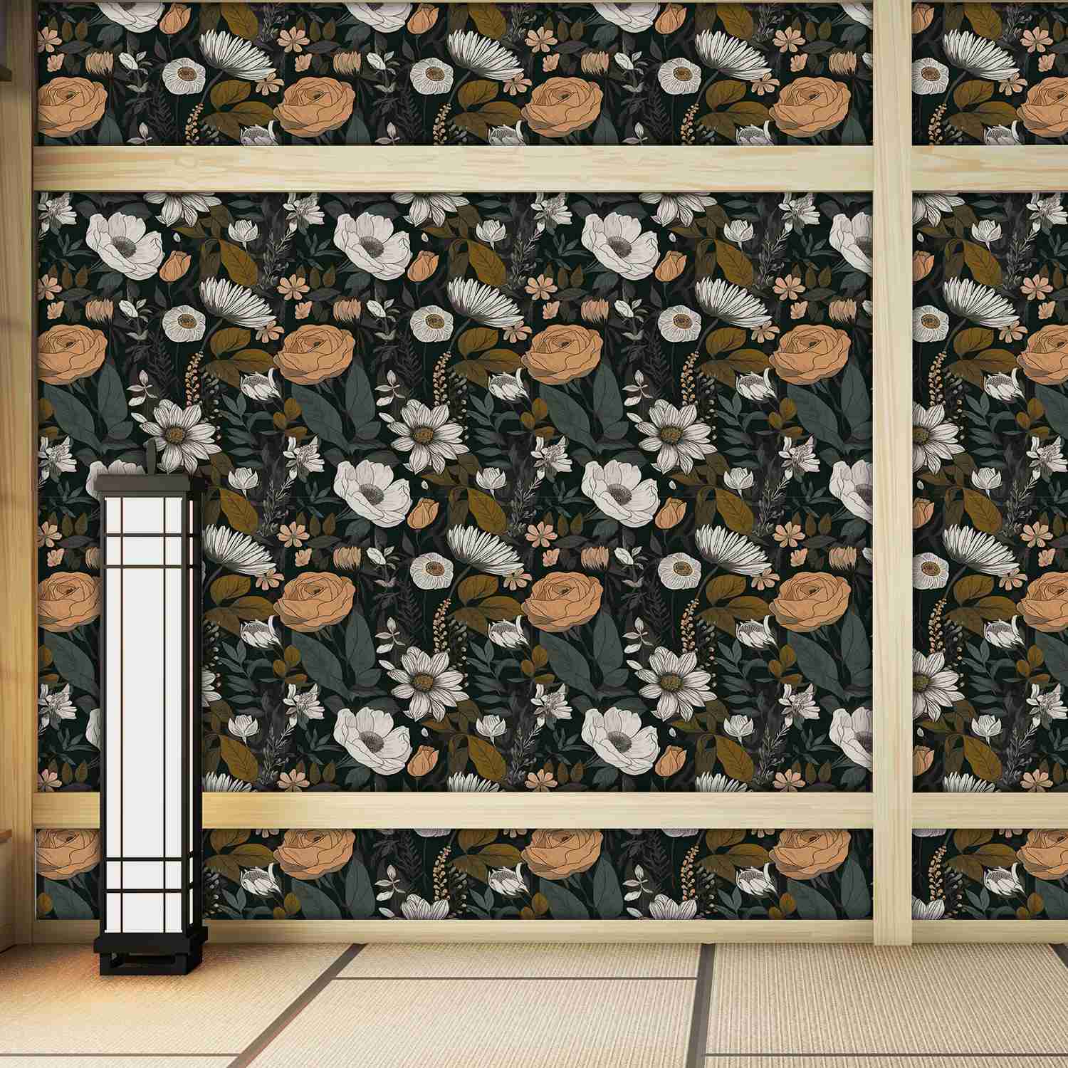 dark floral peel and stick wallpaper