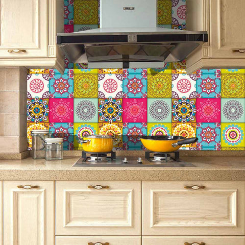 Tile Sticker: Blooming Flowers of Color and Art