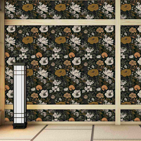 Dark floral wallpaper background
